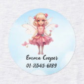 可愛パーソナライズされたい妖精、名前、電話番号 ラベル (デザイン1)