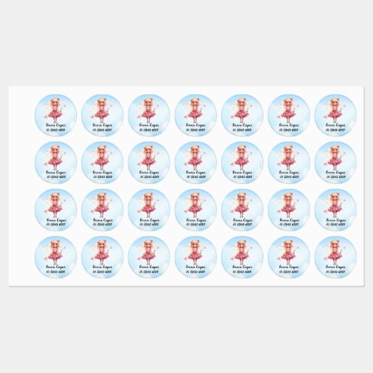 可愛パーソナライズされたい妖精、名前、電話番号 ラベル (シート)