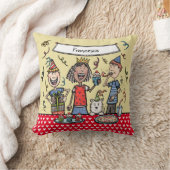 可愛パーソナライズされたい子どもパーティーイラストレーション クッション (ブランケット)