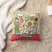 可愛パーソナライズされたい子どもパーティーイラストレーション クッション (ブランケット)