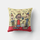 可愛パーソナライズされたい子どもパーティーイラストレーション クッション (裏面)