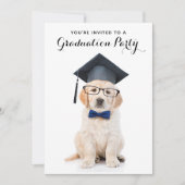 可愛パーソナライズされたい子犬の卒業生 招待状 (正面)