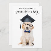 可愛パーソナライズされたい子犬の卒業生 招待状 (正面/裏面)
