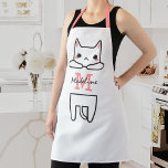 可愛パーソナライズされたい子猫の名前 エプロン<br><div class="desc">あなたは猫好きで楽しむベーキング?白い子猫のデザインが入った可愛魅力的い猫エプロン。スクリプトのフォントでイニシャルと名前をカスタマイズパーソナライズされたし、保護を提供するだけでなく、個人的な魅力のピンチとあなたのキッチンの冒険に猫のおもしろいのダッシュを追加する。今日は表現ご注文して焼くたびに猫への愛情!</div>