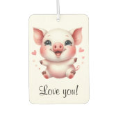 可愛パーソナライズされたい子豚とハートがあなたを愛 カーエアーフレッシュナー (正面)