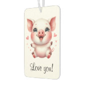可愛パーソナライズされたい子豚とハートがあなたを愛 カーエアーフレッシュナー (左)