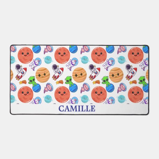 可愛パーソナライズされたい宇宙柄デスクマット デスクマット (正面)