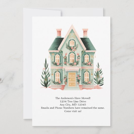 可愛パーソナライズされたい家が動く告知 案内状 (正面)