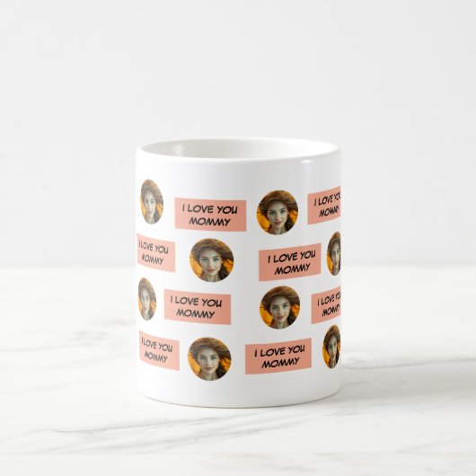 可愛パーソナライズされたい家族顔5枚 コーヒーマグカップ (中央)