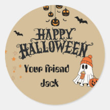 可愛パーソナライズされたい幽霊茶色のハッピーハローウィン