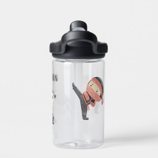 可愛パーソナライズされたい忍者 |名前をカスタムする ウォーターボトル (背面)