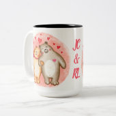 可愛パーソナライズされたい恋クマ ツートーンマグカップ (正面左)