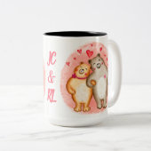 可愛パーソナライズされたい恋クマ ツートーンマグカップ (正面右)