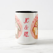 可愛パーソナライズされたい恋クマ ツートーンマグカップ (中央)