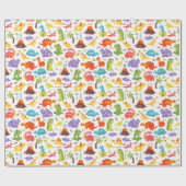 可愛パーソナライズされたい恐竜の包み紙 ラッピングペーパー (フラット)