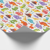 可愛パーソナライズされたい恐竜の包み紙 ラッピングペーパー (角)