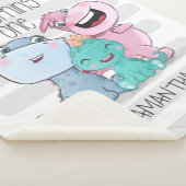 可愛パーソナライズされたい恐竜の女の子のベビーまたは子供 シェルパブランケット (3/4)