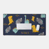 可愛パーソナライズされたい恐竜キッズ デスクマット (キーボード&マウス)