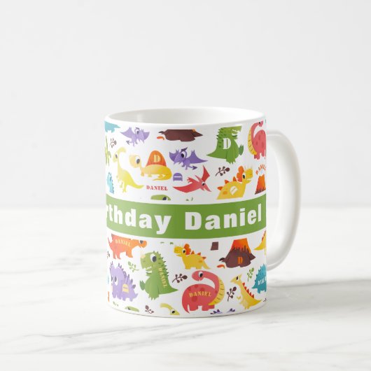 可愛パーソナライズされたい恐竜 コーヒーマグカップ (正面右)