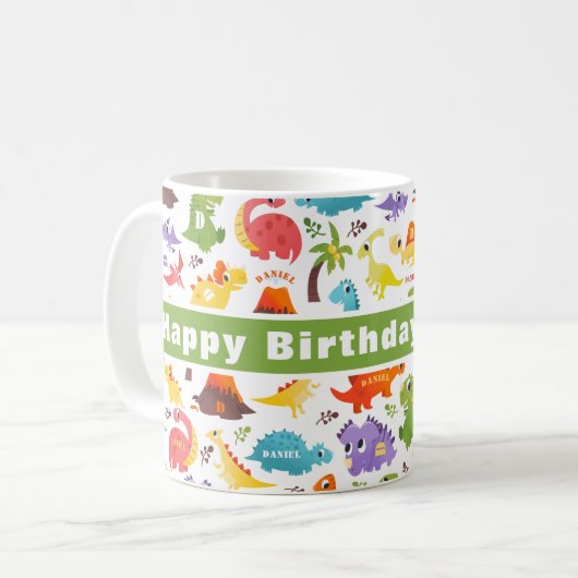 可愛パーソナライズされたい恐竜 コーヒーマグカップ (正面左)
