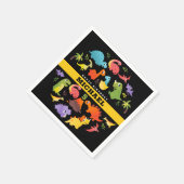 可愛パーソナライズされたい恐竜 スタンダードカクテルナプキン (角)