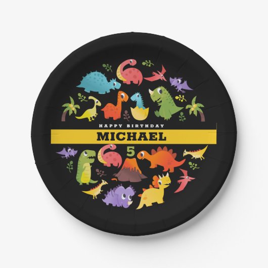 可愛パーソナライズされたい恐竜 ペーパープレート (正面)