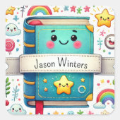 可愛パーソナライズされたい本 スクエアシール (正面)