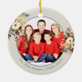 可愛パーソナライズされたい格言ファミリーフォトホリデー セラミックオーナメント (裏面)