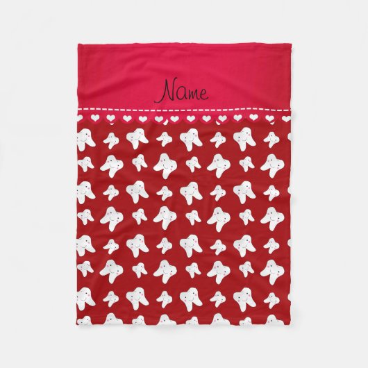 可愛パーソナライズされたい歯の柄を名付ける フリースブランケット (正面)