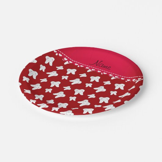 可愛パーソナライズされたい歯の柄を名付ける ペーパープレート (アングル)