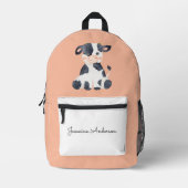 可愛パーソナライズされたい水彩牛の学校 プリントバックパック (正面)