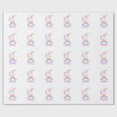 可愛パーソナライズされたい水彩虹の一角飾 ラッピングペーパー (フラット)