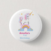 可愛パーソナライズされたい水彩虹の一角飾 缶バッジ (正面)