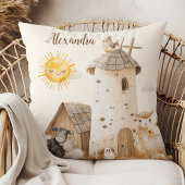 可愛パーソナライズされたい水彩養殖動物 クッション