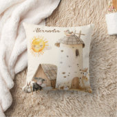 可愛パーソナライズされたい水彩養殖動物 クッション (ブランケット)