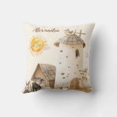 可愛パーソナライズされたい水彩養殖動物 クッション (裏面)