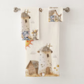 可愛パーソナライズされたい水彩養殖動物 バスタオルセット (インサイチュ)