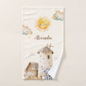 可愛パーソナライズされたい水彩養殖動物 バスタオルセット (ハンドタオル)