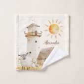 可愛パーソナライズされたい水彩養殖動物 バスタオルセット (ウォッシュタオル)