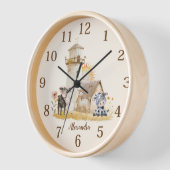 可愛パーソナライズされたい水彩養殖動物 壁時計 (傾斜)