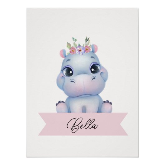 可愛パーソナライズされたい海馬子供部屋 ポスター (正面)