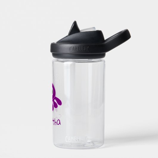 可愛パーソナライズされたい漫画の紫色のタコ ウォーターボトル (左面)