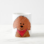 可愛パーソナライズされたい漫画の赤いドードル犬 コーヒーマグカップ (中央)