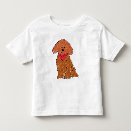可愛パーソナライズされたい漫画の赤いドードル犬 トドラーTシャツ (正面)