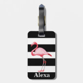 可愛パーソナライズされたい熱帯バードフラミンゴストライプ ラゲッジタグ (裏面縦)