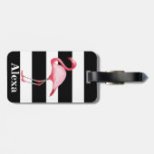 可愛パーソナライズされたい熱帯バードフラミンゴストライプ ラゲッジタグ (裏面横)