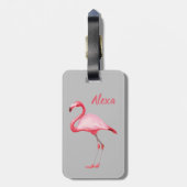 可愛パーソナライズされたい熱帯鳥フラミンゴ ラゲッジタグ (裏面縦)