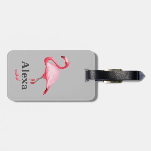可愛パーソナライズされたい熱帯鳥フラミンゴ ラゲッジタグ (裏面横)