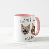 可愛パーソナライズされたい犬の猫顔MAG 2枚 マグカップ (正面右)