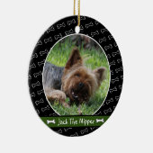 可愛パーソナライズされたい犬の骨レッド緑Own Dog Photo セラミックオーナメント (右)